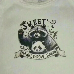 NWOT - Handmade White New Born Bodysuit - Sweeet But Will Throw Hands